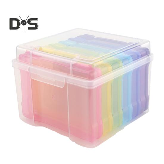 

Ящик для хранения фотографий, набор-органайзер, дизайн с пряжкой, безопасное закрытие, мини-размер, портативный прозрачный чехол для хранения разноцветный