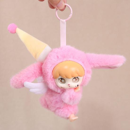 Vinyl Doll Keychain Hanging Decoration Mini Plush Pajamas Angel Girl Bag Charm Purse Pendant Backpack Schoolbag Hanging Ornament Women Girls Gift