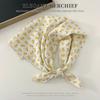 Elegant Cashew Small Square Scarf Cherry Floral Printed Silk Scarf Scarf Hair Band Flower Square Handkerchief Beach