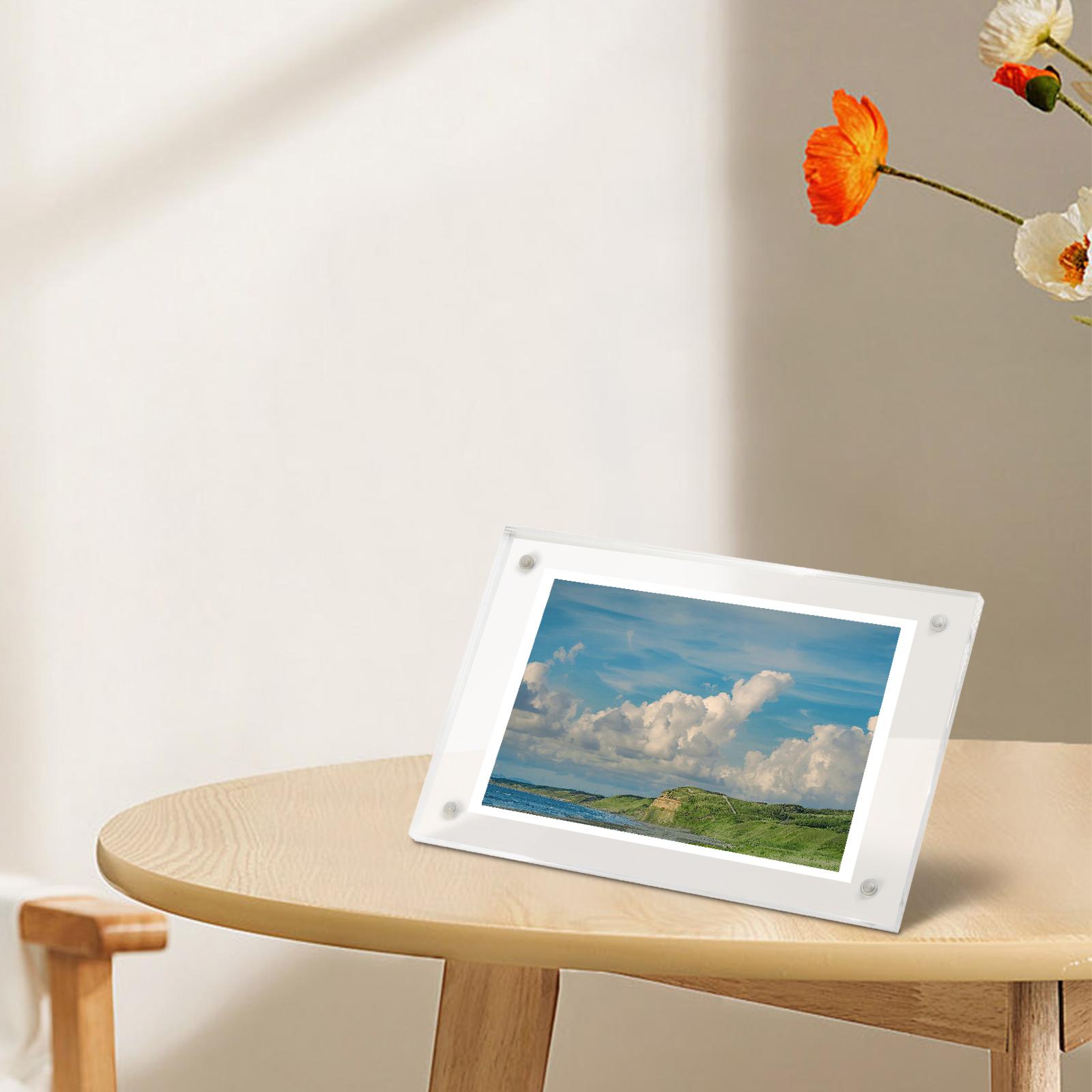 

Clear Magnetic Acrylic Photo Frame for Poster Display Designed to Hold Photos Securely in Portrait and Landscape Formats 5.5x8.2cm