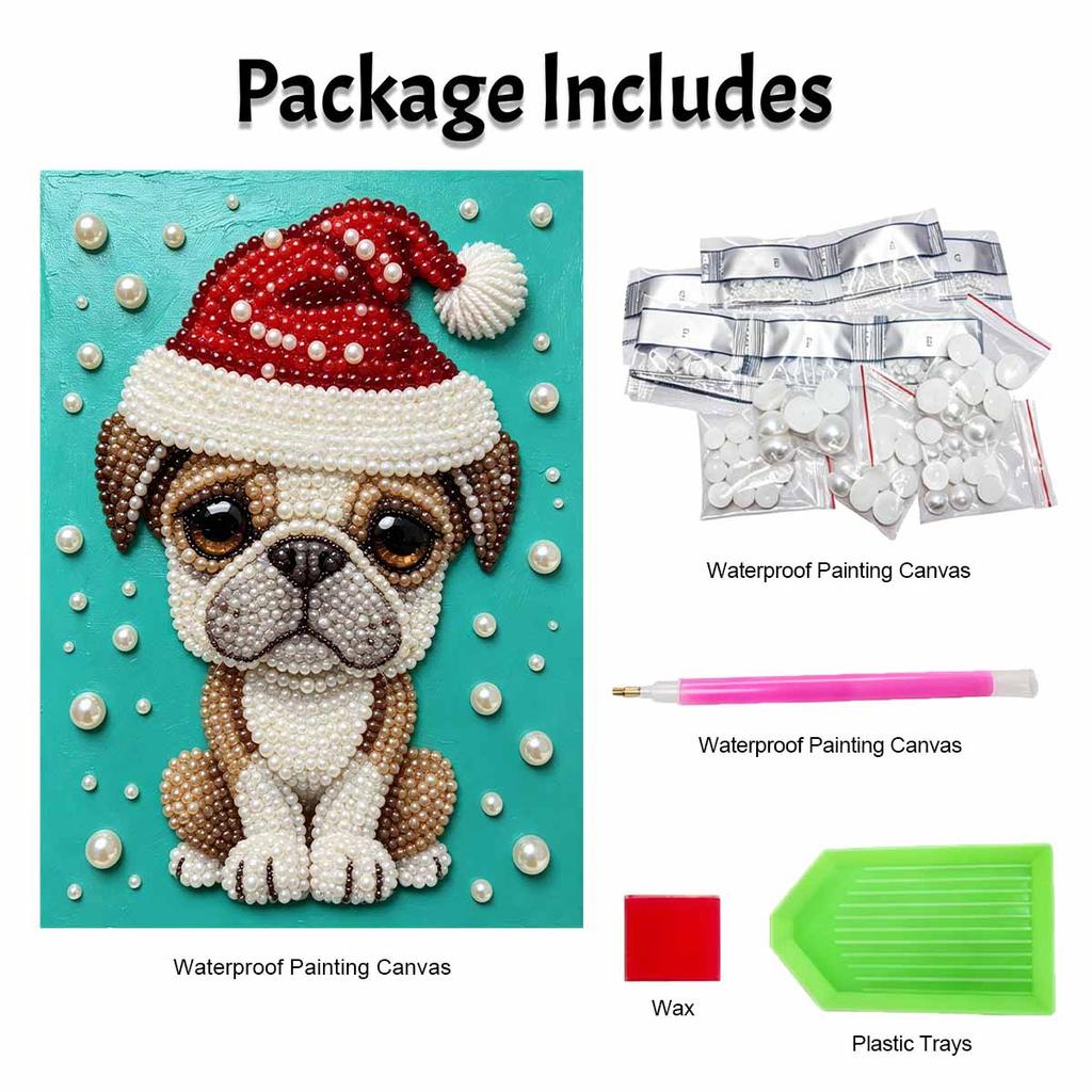 Christmas Pearl Painting Kit Handmade DIY Cute Puppy Santa Home Decoration Painting