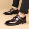 Men's Genuine Leather Dress Shoes First Layer Cowhide Pointed Toe One-Step Slip-On Velcro Closure Trendy Casual Loafers