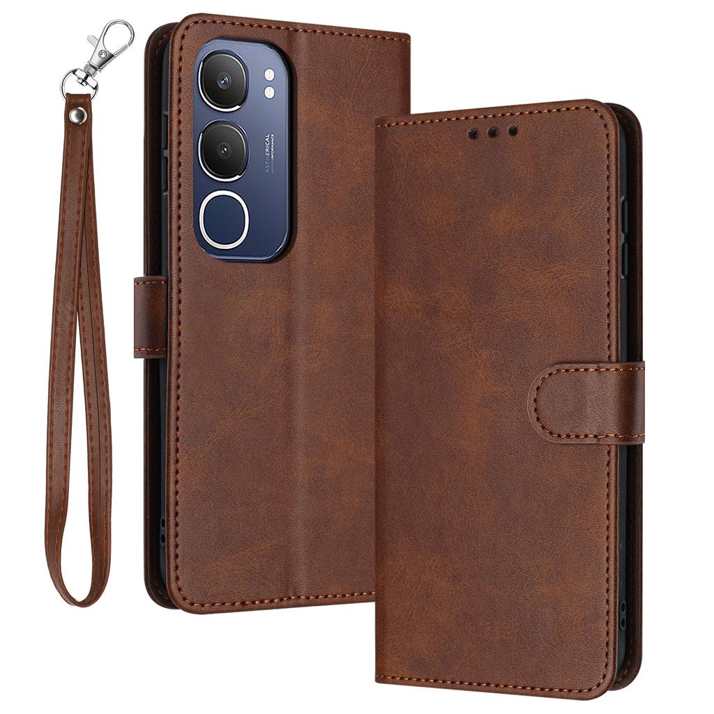 For vivo Y19s 4G Case Flip Stand PU Leather Wallet Phone Cover Calf Texture