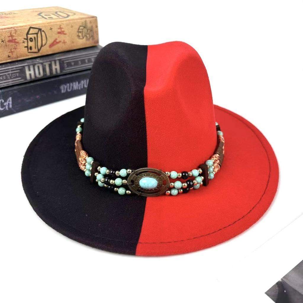 European And American Top Hat Women'S Literary And Retro Ethnic Style Jazz Hat Retro Decorative Lace-Up Men'S Denim Hat