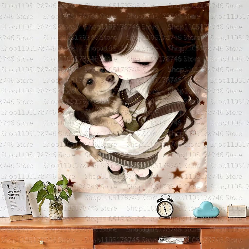 Kawaii Original Home Decor Wall Hanging Tapestry Anime Girl Tapestry Wall Bedroom Background Cute Fashion Tapestries