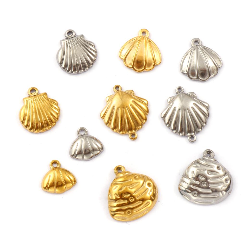 2 Piece 304 Stainless Steel Ocean Charms Shell Pendants For DIY Necklace Earrings Jewelry Making Findings
