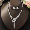 3-teiliges Damenmode Strass Pfirsichherz Halskette Ohrringe Zirkon Set, geeignet für Hochzeiten, Partys und Weihnachtsgeschenke