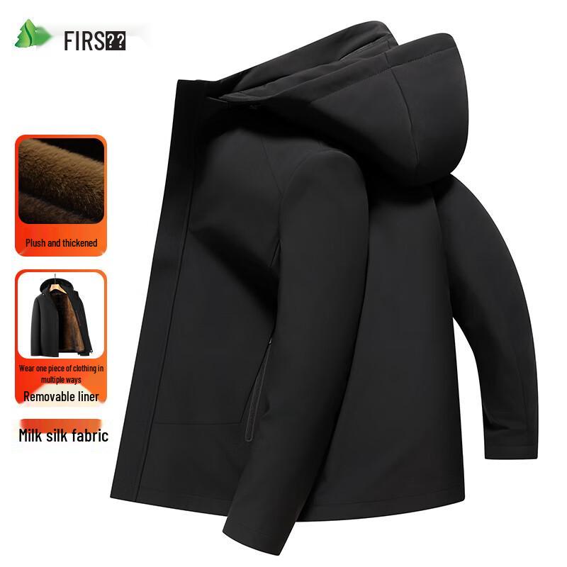 FIRS Men's Winter Detachable Liner Fleece-Lined Hooded Parka Jacket