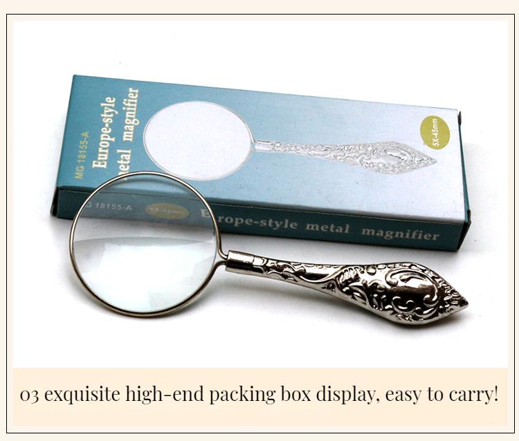 5X Geschnitzte Lupe Handlupe Leselupe Linse Zum Lesen Inspektion Handwerk Hobbys Schmucklupe