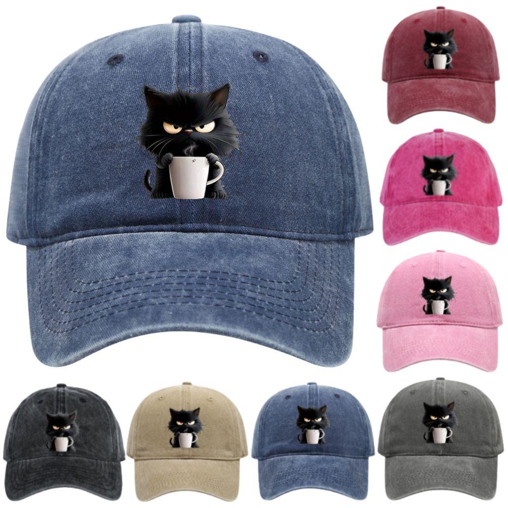 Cool Cat Feral Trucker Hat Embroidery Duck Tongue Hat Fashionable Cat Baseball Cap  Unisex Styles