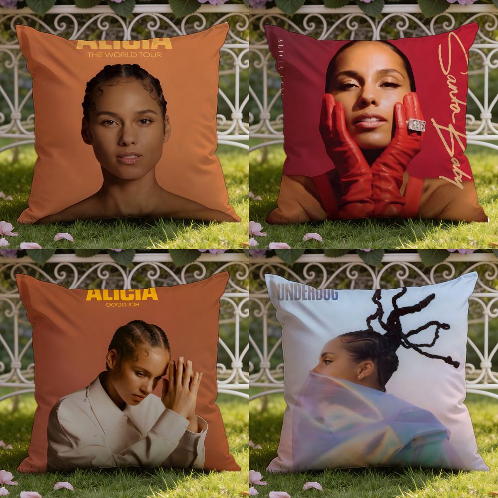 singer A-Alicia Keys Cushion Cover Home & Car Dual-Scene Pillow Cover: Reversible for Premium Comfort