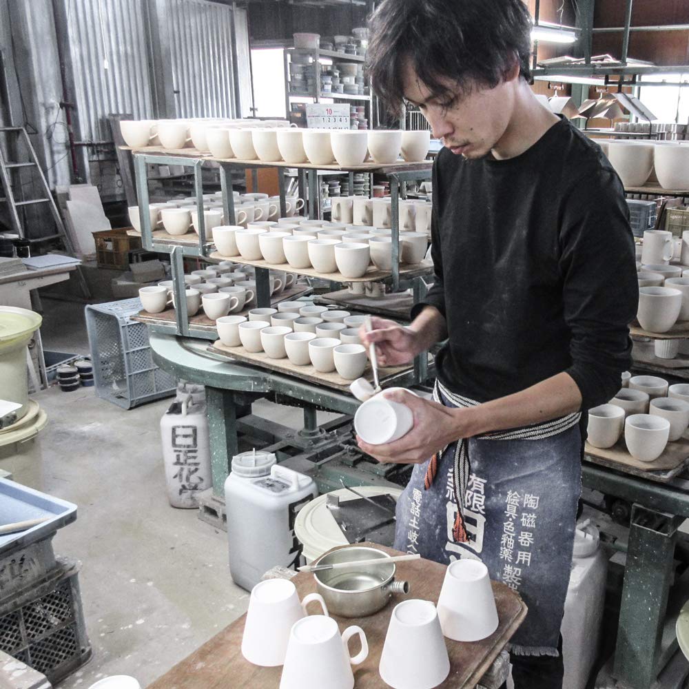 Wired Beans Eternal Mugs, Arita Ware and Mino Ware, Pair Set, Black Matte and White Matte, 240ml, Gift Boxed