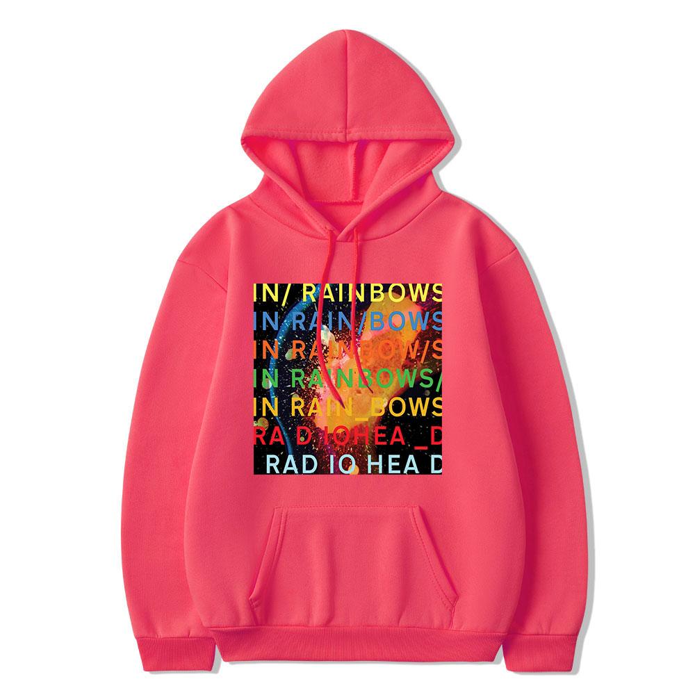 Винтажная толстовка с капюшоном Radiohead для рок-группы, музыкальный альбом в радужном графическом стиле, унисекс, уличная одежда в стиле хип-хоп, готические толстовки большого размера S