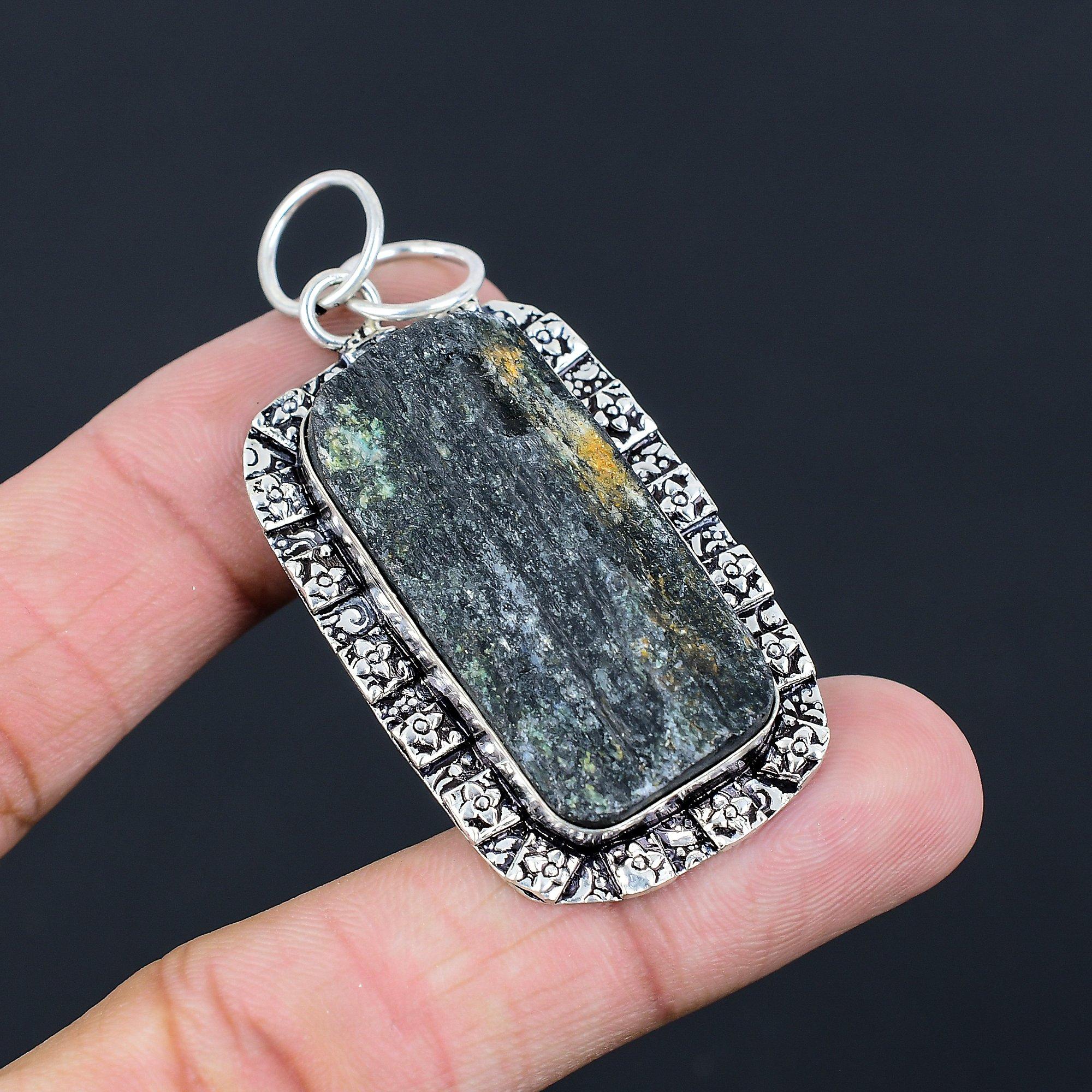 Gift For Women Pendant 925 Sterling Silver Natural Black Tourmaline Gemstone