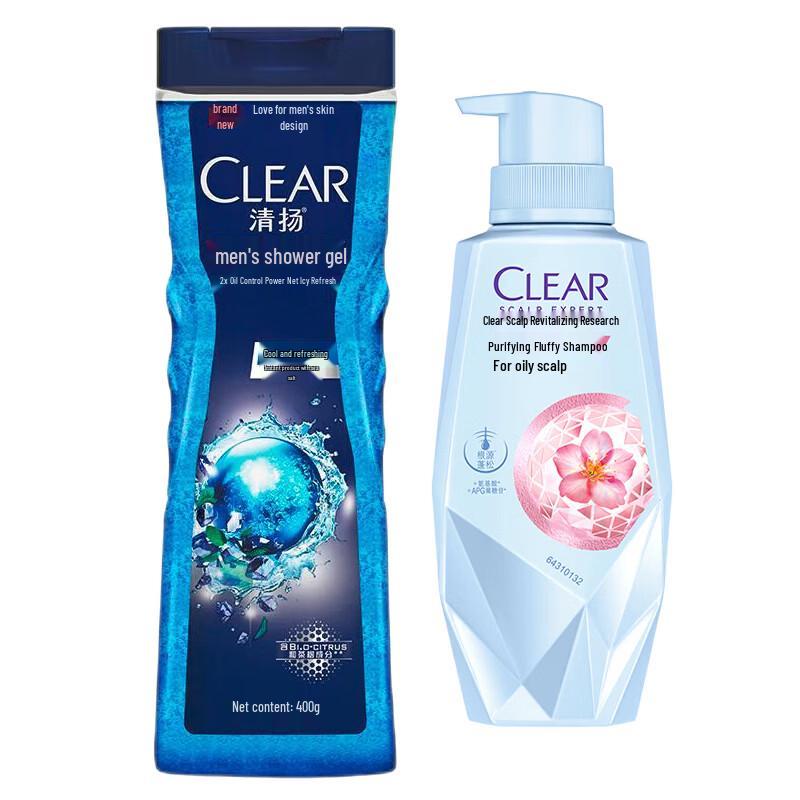 CLEAR Подарочный набор для мужчин: Гель для душа с охлаждающим эффектом и контролем жирности & Пушистый шампунь