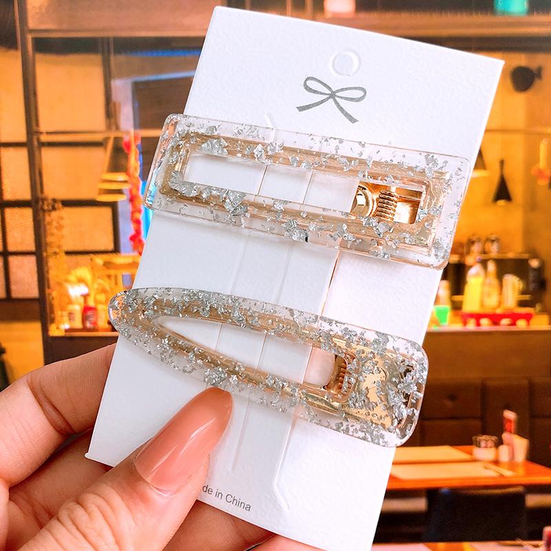 2pcs/ Set Korean Sequins Acetate Hair Clip Hairpins For Women Accessories Jewelry Femme Barrettes Hairgrip Girls Headwear