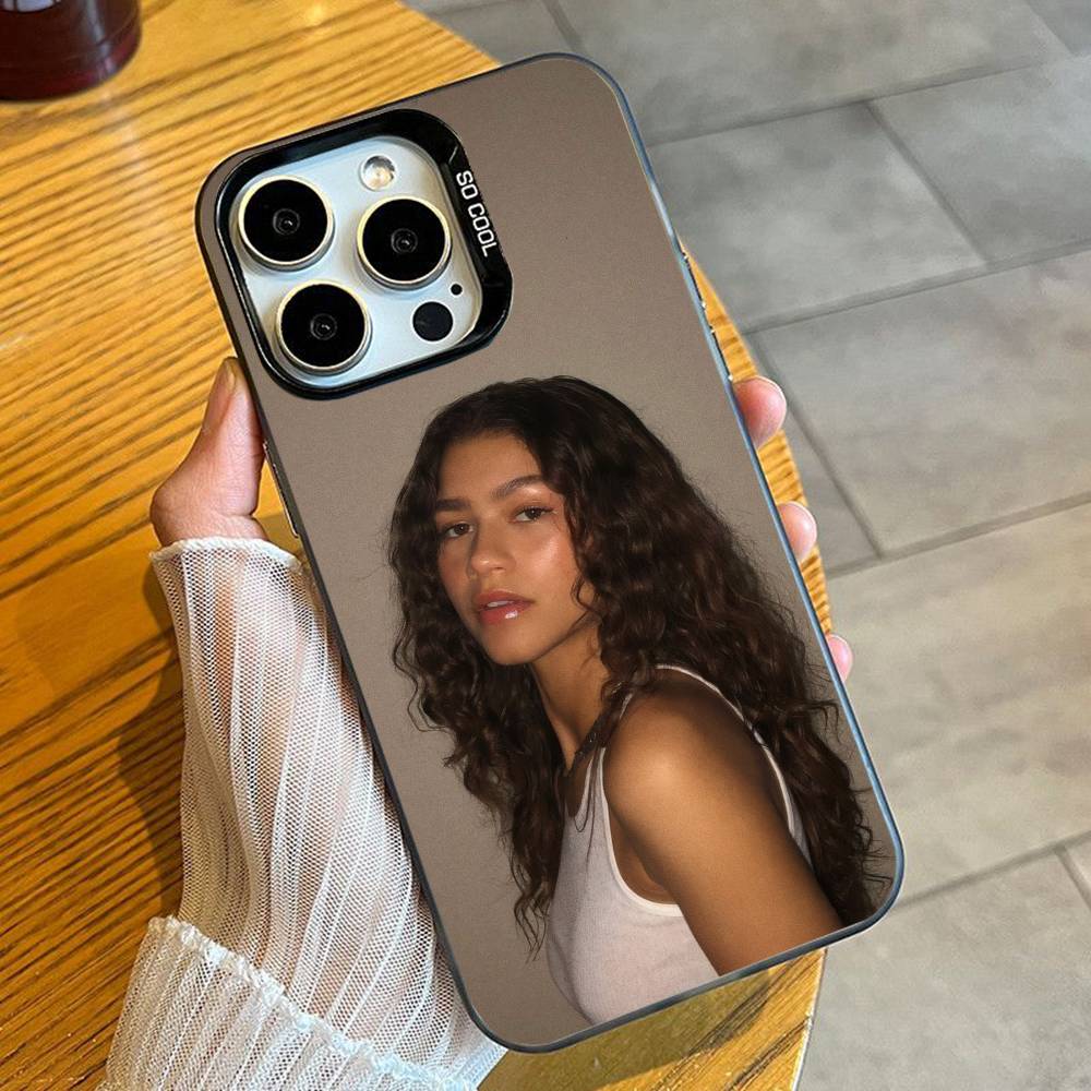 Z-Zendaya Euphoria Druck Handyhülle Für iPhone 16 17 15 14 12 13 Pro Max Schwarz Candy Matt Stoßfeste Hülle