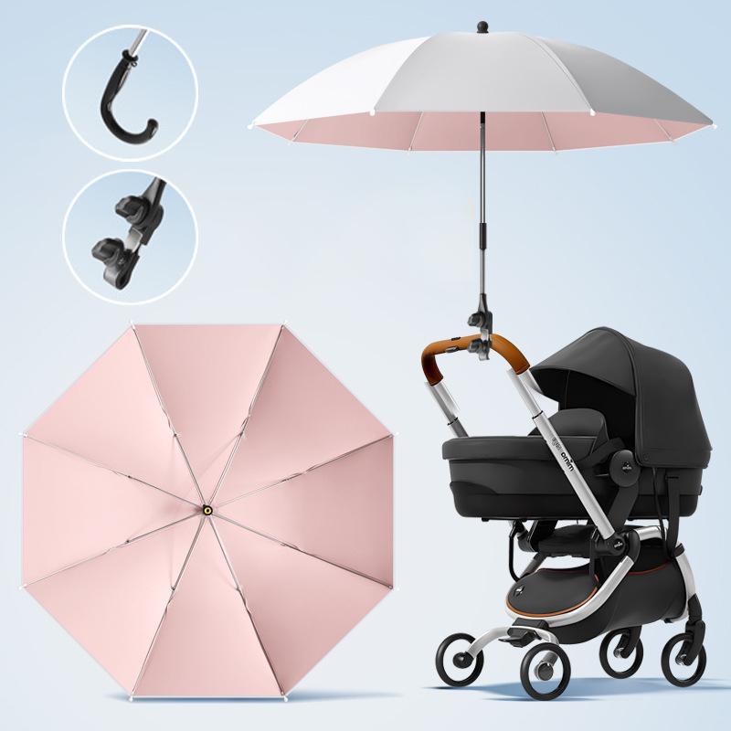 

Детская коляска зонт от солнца, титаново-серебристое покрытие с защитой от УФ-лучей, универсальный зонт с зажимом, регулируемая защита от УФ-лучей на 360 градусов розовый