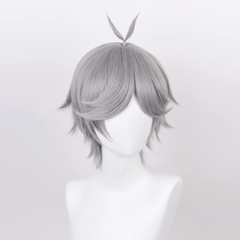 Cosplay Wig with Net, Featuring Koushi Sugawara, Gray Wig