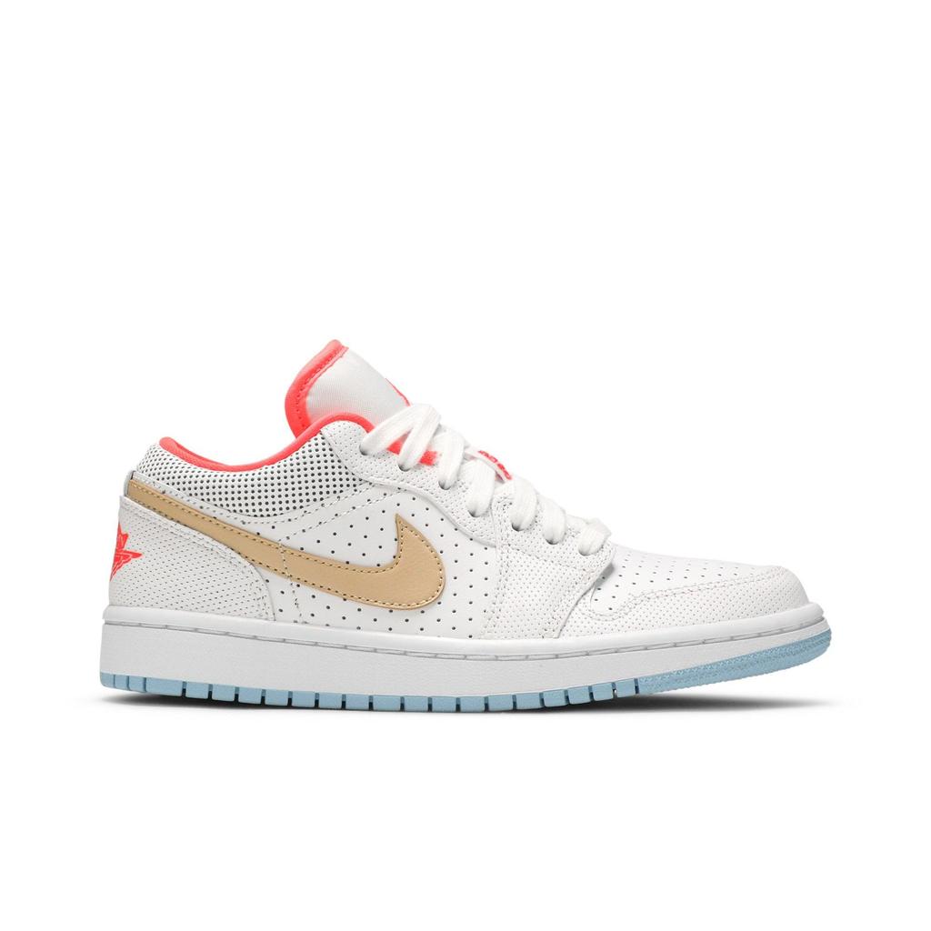 Womens Air Jordan 1 Low SE 'White Sesame' (women's sizes) White / Flash Crimson / Psychic Blue / Sesame Vintage Basketball Shoes DC9509 100