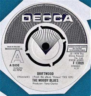 7inch Record MOODY BLUES - Driftwood F13809PROMO Decca 1978 UK Rock Used