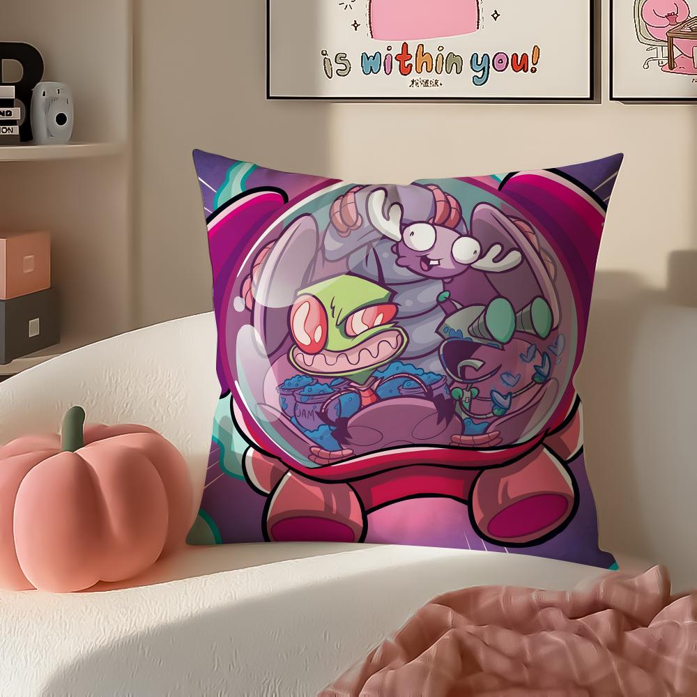 Weird Wacky Absurd Animated Series IInvader Zim Cushion Cover Pillowcase Short Plush Invisible Zipper Room Sofa Cushion Cover