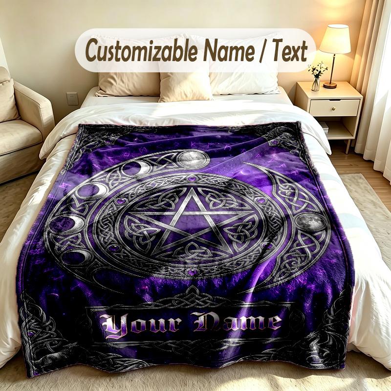 Witchcraft Theme Custom Blanket Personalized Name & Text Customized Soft Warm Throw Blanket Home Decor