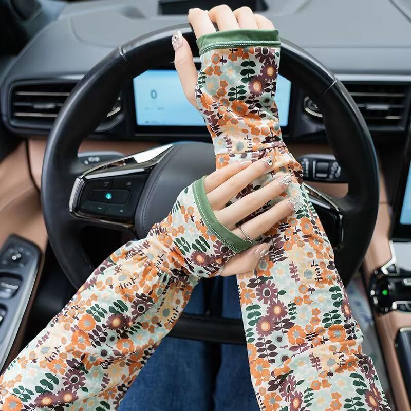 Unisex Summer Ice Silk Sun Protection Sleeves - UV Block, Cooling & Extended Length