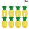8Pcs Plastic Pineapple Cups with Straw Strawberry Drinking Cup Hawaiian Luau Party Decor Tropical Summer Beach Birthday Supplies