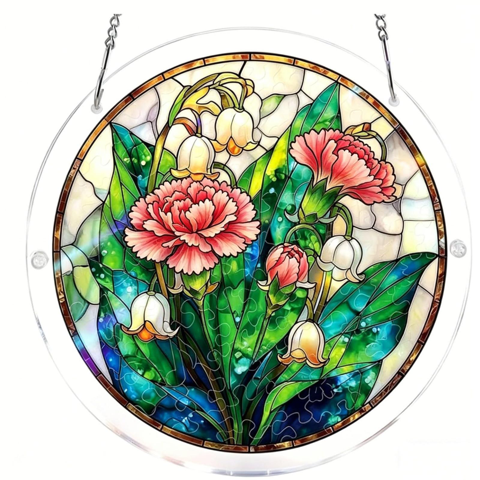 

Acrylic Suncatcher Window Decoration 2D Layered Design Single Layer 2mm Thickness Round Shape Hanging Ornament One Size