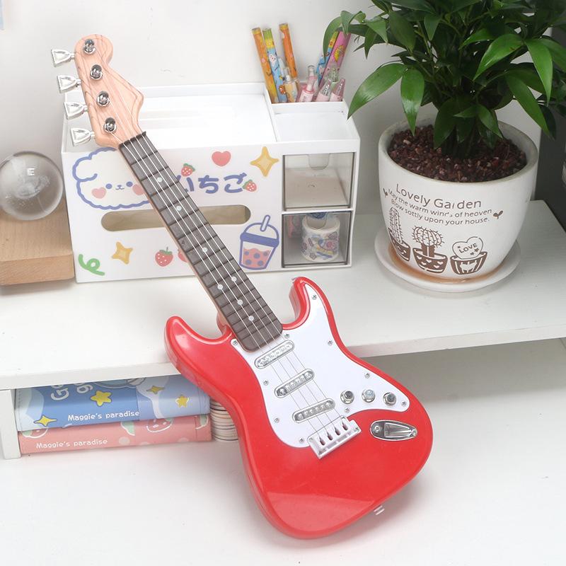 Children'S Rock Electric Guitar Toy Multi Functional Instrument Pullable String Electric Guitar Toy Music
