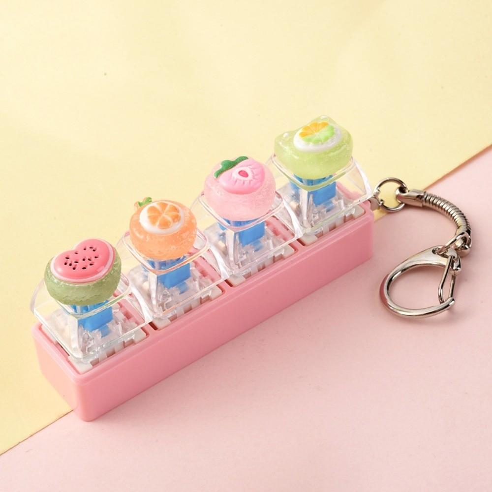 4-Key Reduce Pressure Toy Fruit Mini Keychain Pendant Push Button Keychain Reduce Anxiety