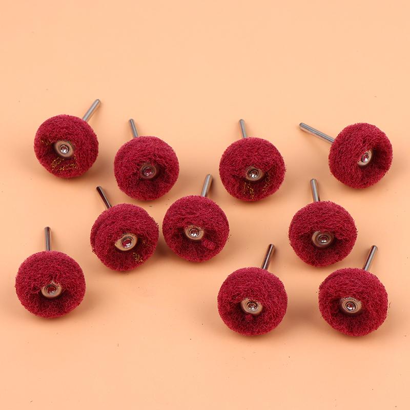 10Pcs Mini Drill Abrasive Brush Fiber Scouring Wheel Pad Cleaning Polishing Sanding Head Electric Grinder Brushes Rotary Tools