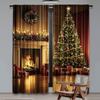 2Pcs Christmas Curtains Christmas Tree Cute Winter Holiday Xmas Gifts Snowflakes Elf For Living Room Window Home Drapes