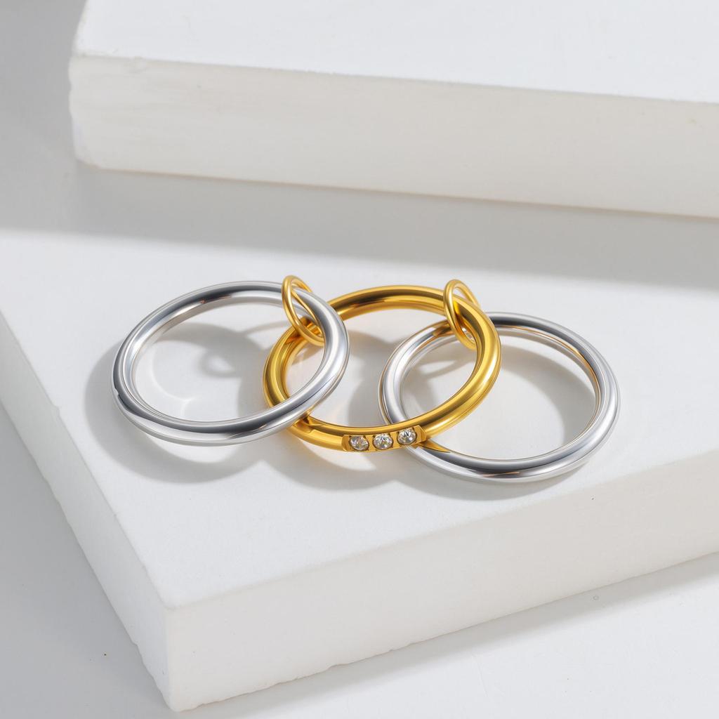 European-American Titanium Steel Stackable Finger Ring - Niche Design