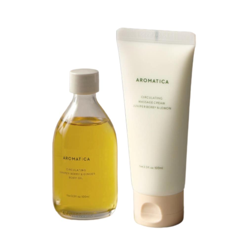 

AROMATICA Circulating Massage Cream 100ml & Body Oil 100ml 2-Piece Set Leg Swelling & Cellulite Smoothing Duo