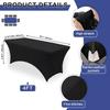 1Pc 4/6FT Spandex Table Cloth Black for Rectangle & Folding Table Stretch Fitted Table Cover 8ft Wrinkle Resistant for Party