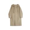 Mid-Length Hooded Solid Color Double-Sided Soft Coat Women Coats Khaki-Green EN48865