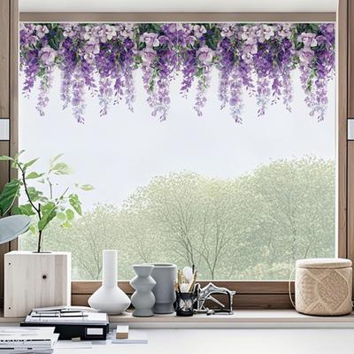 Fensteraufkleber Rosenranken-Design PVC Wasserdicht Wandaufkleber Keine Kleberückstände Vielseitig
