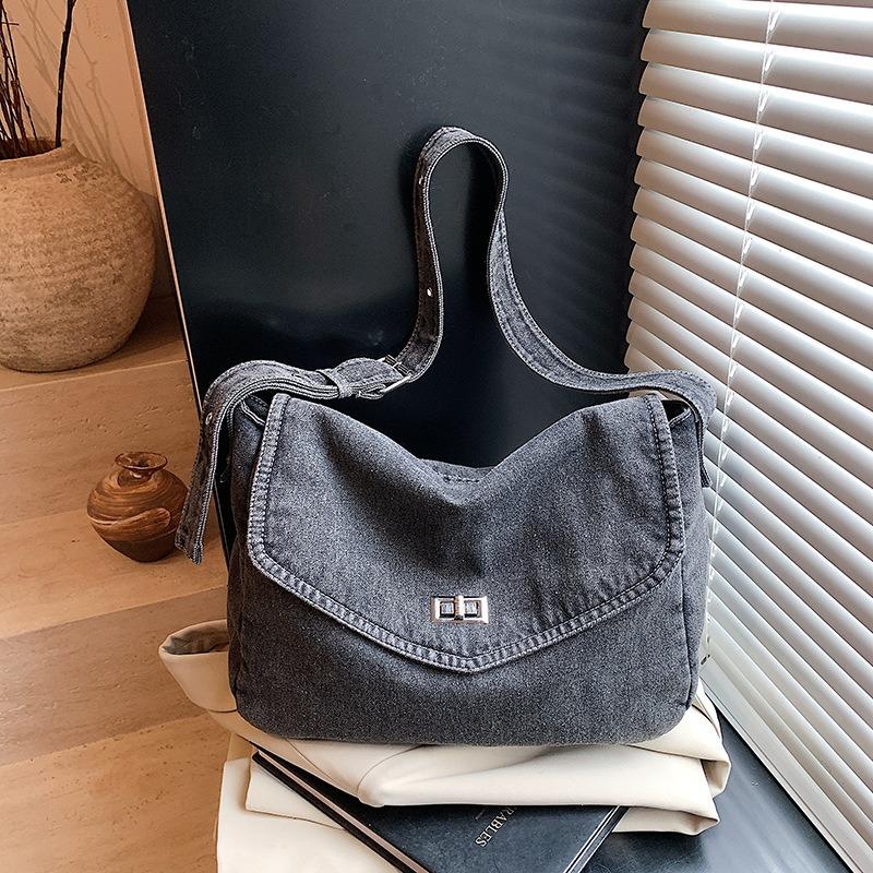 Simple casual commuting large-capacity bag women's new imitation denim tote bag versatile niche trendy armpit bag