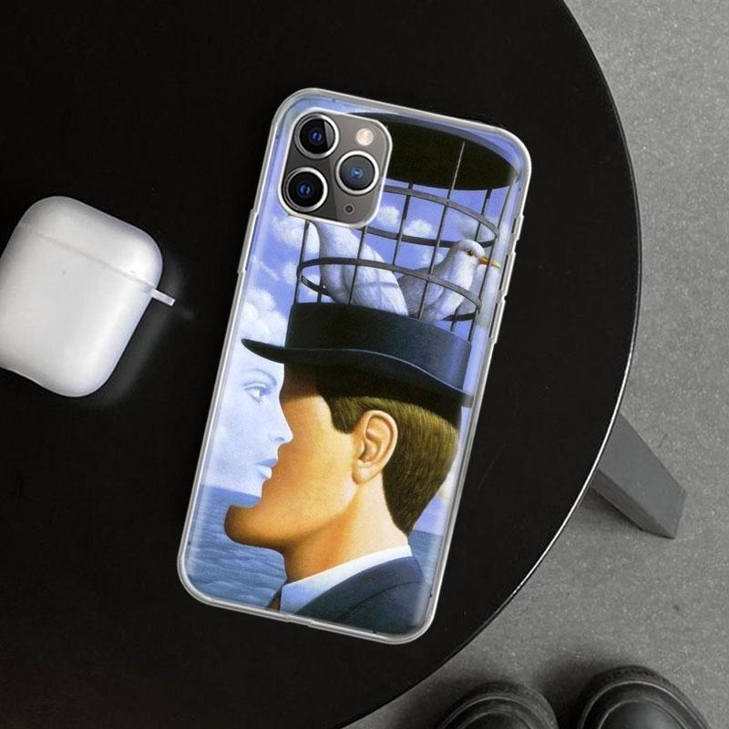 Rene Magritte Art Phone Case Cover for iPhone 11 12 13 Mini 14 15 Plus 16 Pro Max 17 Air 7 8 + SE Art Customized Fundas 11 12 13