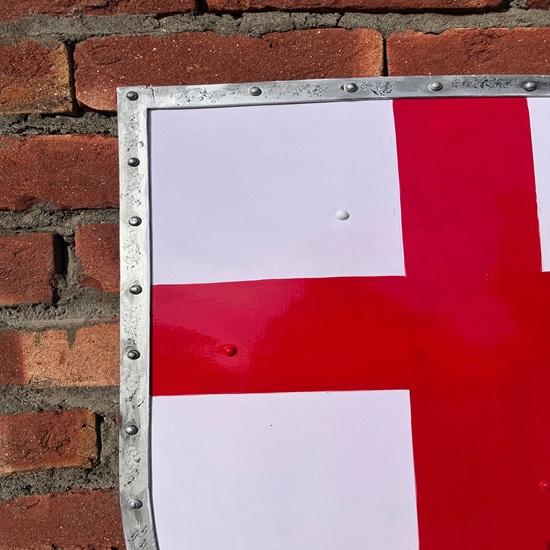 Set of 2 Medieval Knights Viking Templar Red Cross and Black Cross Shield Knightfall Authentic Hand Forged Shield 71.12 Cm