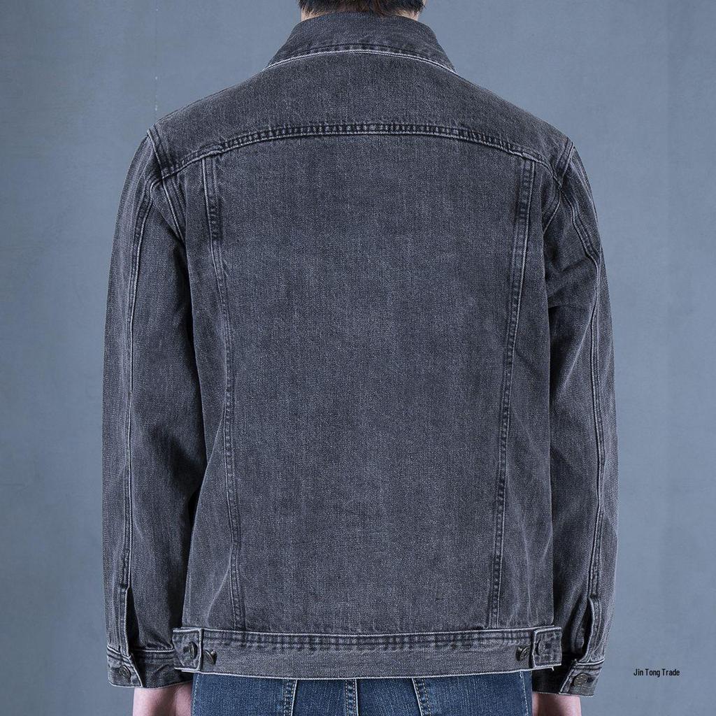 Men's Trendy Retro Motorcycle Denim Jacket - Slim Fit, Fashionable Baseball Collar for Autumn and Winter.