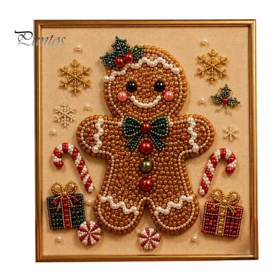 Artistic Faux Pearl Bead Mosaic Christmas Art Kit, 20x20cm Xmas Painting DIY Decorative Gemstone Wall Sparkling 3D Diamond Craft Kit for Adults,