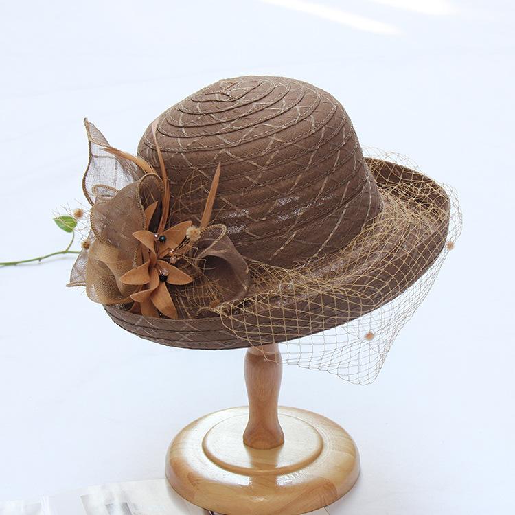 New summer curled mesh top hat fashion celebrity fashion hat outdoor sunshade basin hat women's sunscreen sun hat