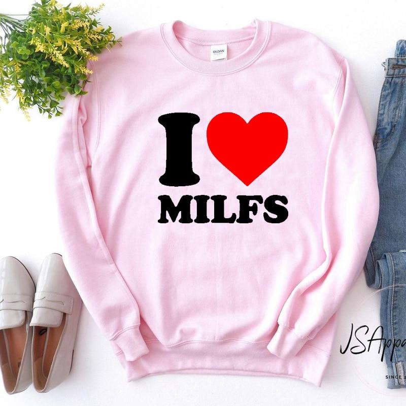 I Love Milfs Red Love Heart Hanorac Haine de iarnă Femei Harajuku Kawaii Goth Haine Causal O Gât Hanorace Îmbrăcăminte pentru femei