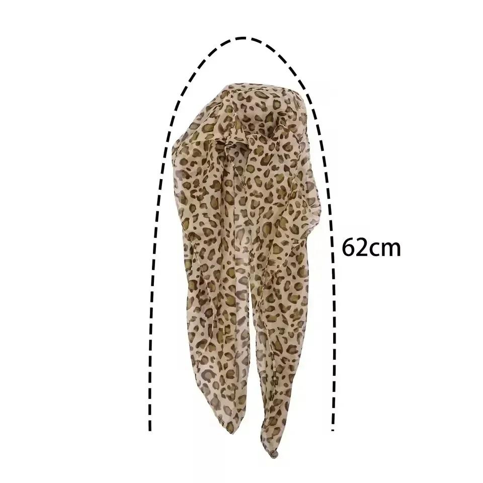 

2 шт. Ретро квадратный шарф с леопардовым принтом для женщин, атласный шарф с тонкой кромкой, повязка на голову, модная шаль для волос в стиле Y2K, женский шейный платок 62x63cm света кофе