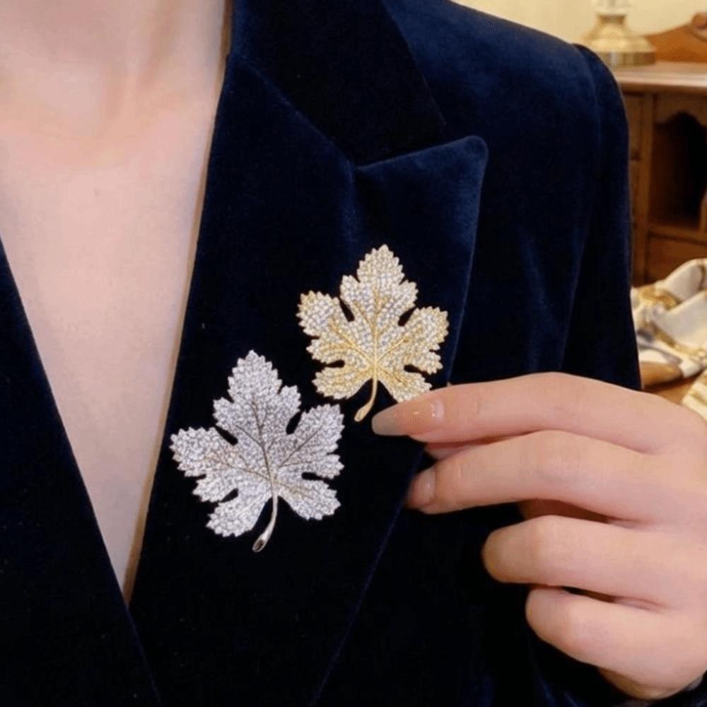 Vintage Sequin Leaf Brooch Trendy Jewelry Maple Leaf Pin  Clothing Jewelry