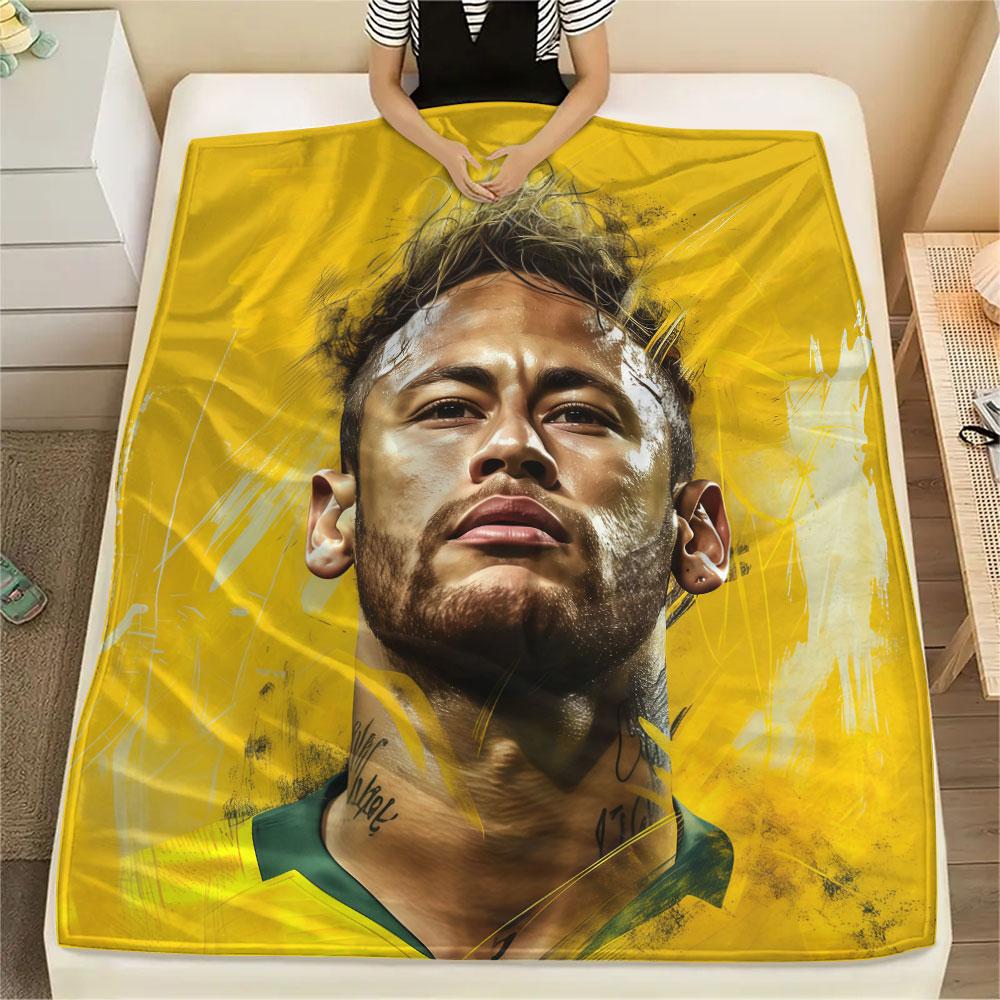 1PC Neymar Patterned Flannel Blanket Suitable For All Seasons for Home Decor Warmth and Comfort Gifts Holiday Present