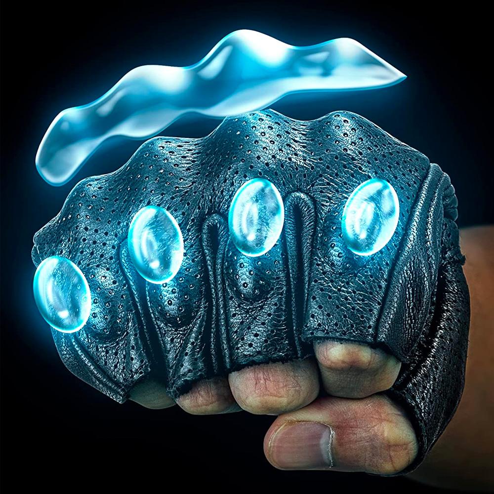 Fingerless motorcycle gloves with knuckle protection, size L, black